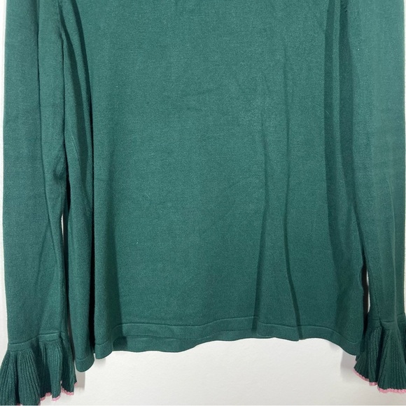 Boden Womens Lavinia Ruffle Trim Knit Sweater Size 12 Green Work Office - Picture 3 of 10